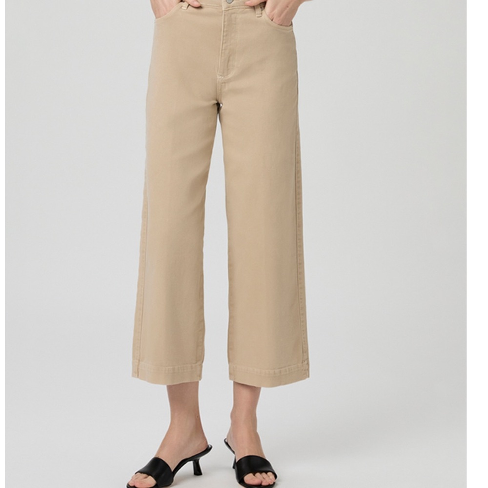 PAIGE Anessa Beige Vintage Soft Sand Wide Leg Jeans Size 29